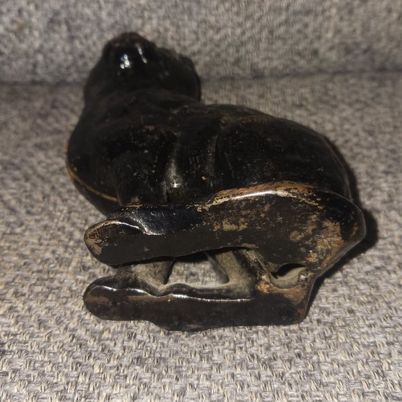 Early 1900's Cast Iron Black Cat Coin Bank - Picture 5 of 5